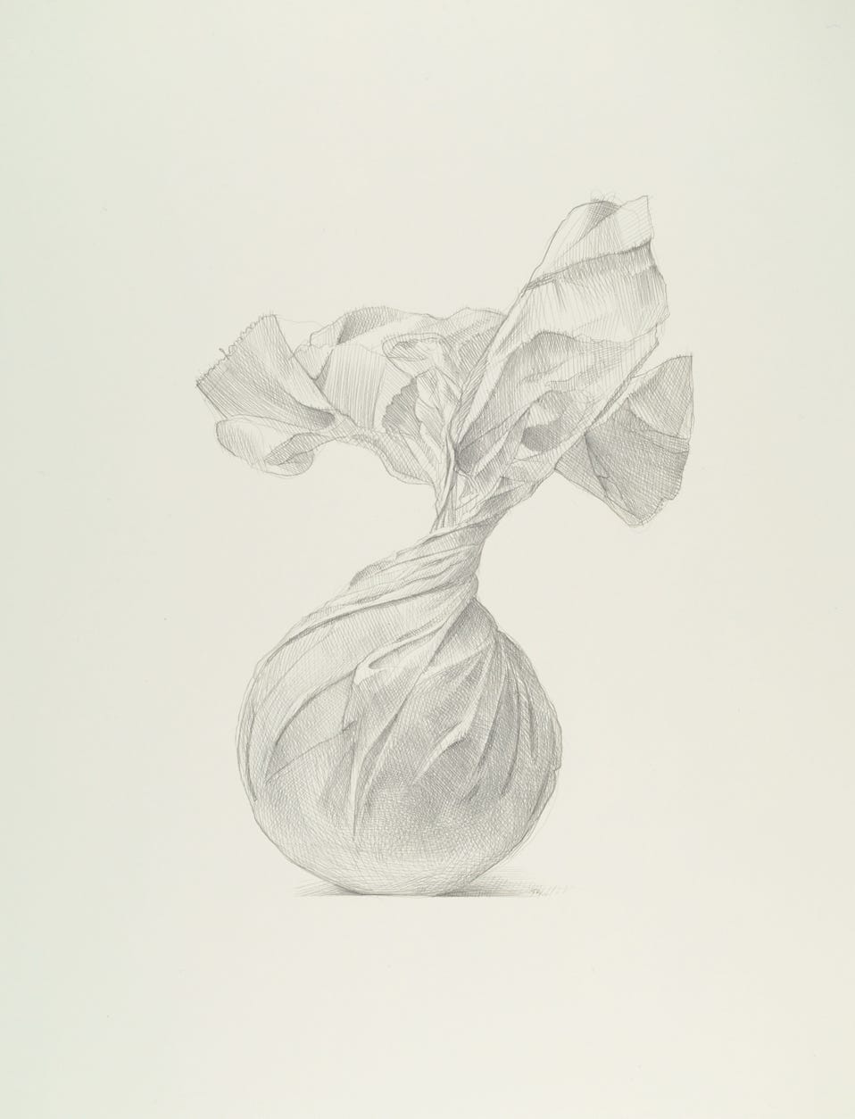 Upwrap, 2009, silverpoint on prepared paper, 12 x 9 inches (sheet size)