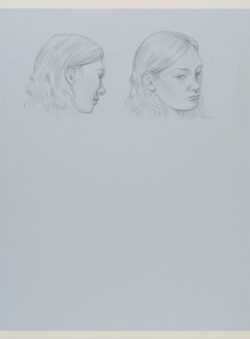 Two More Heads of Julia, 2008, silverpoint on prepared paper, 10 x 12 inches