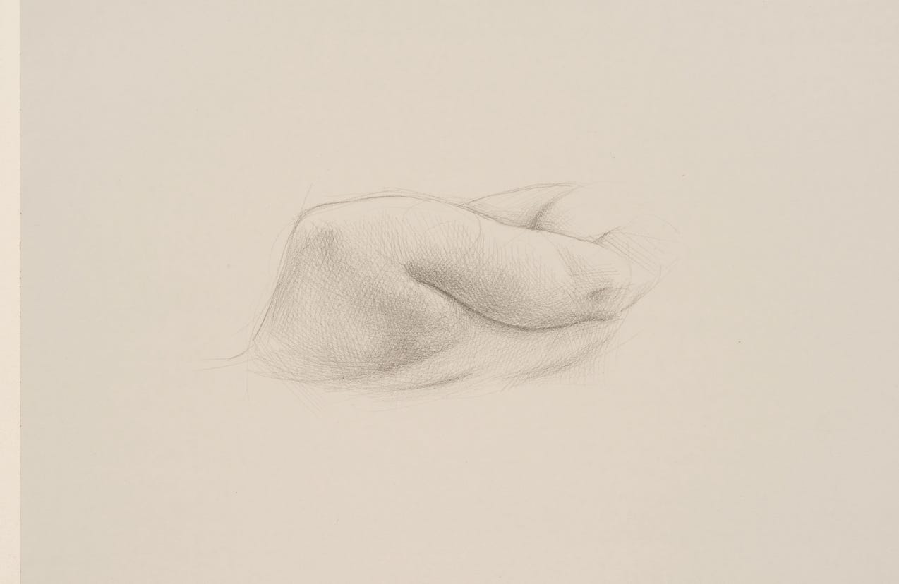 Shoulder Study, 2013, silverpoint on prepared paper, 8 x 11 inches (sheet size)