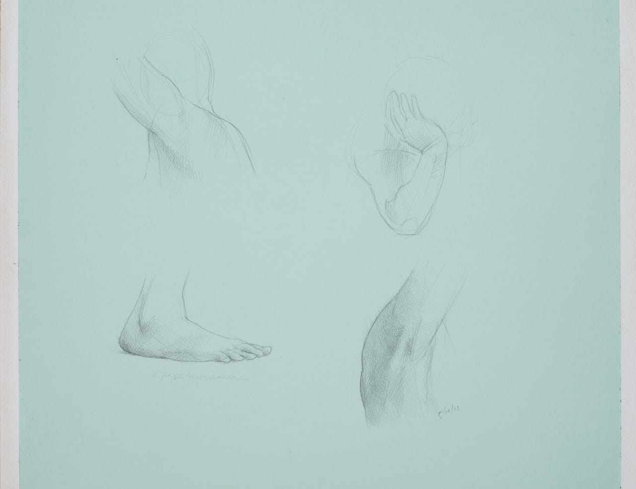 Five-Minute Figure Studies III, 2012, silverpoint on prepared paper, 12 x 14 inches (sheet size)