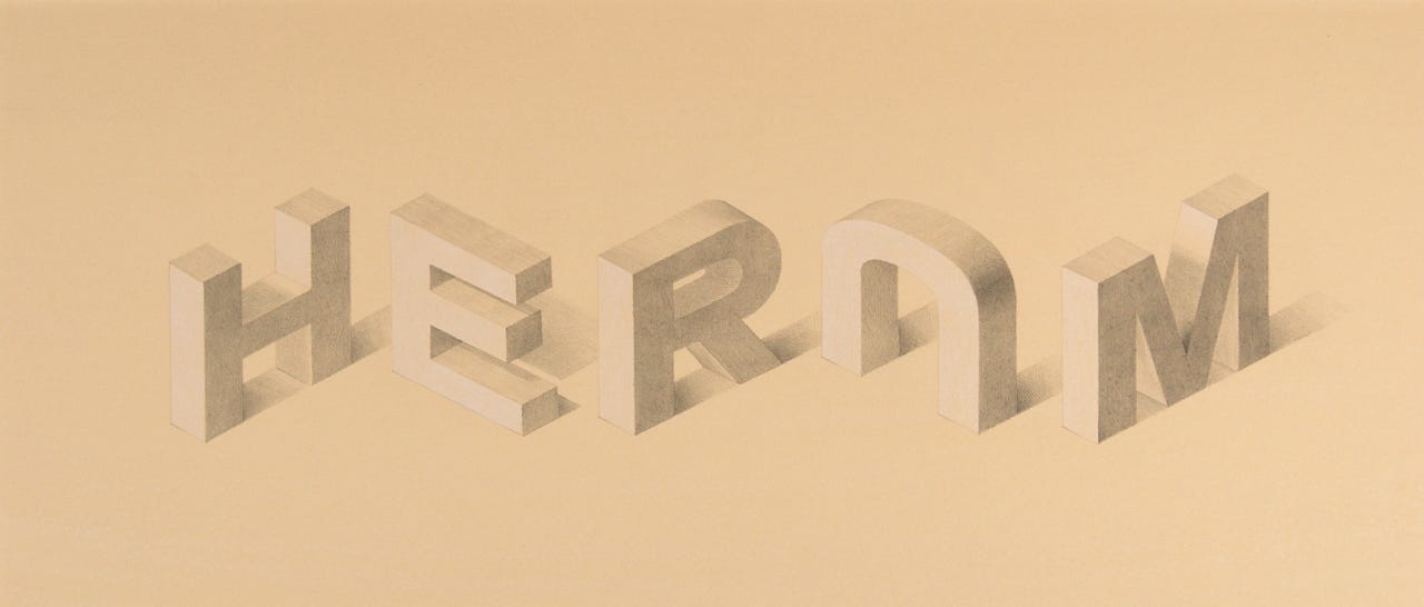 HERUM, 2006, silverpoint with white casein on prepared paper, 10 x 20 inches