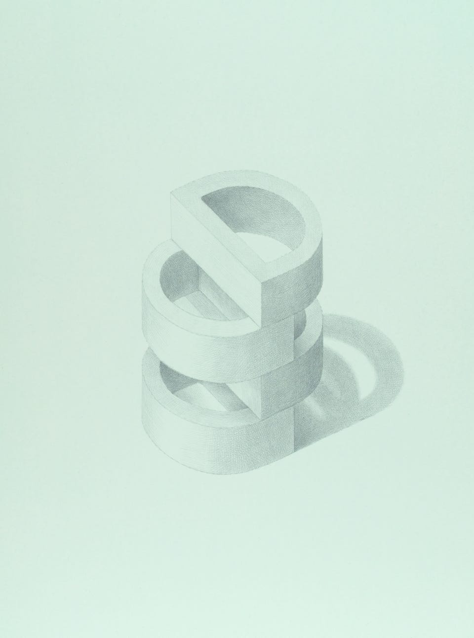 D-Tower, 2012, silverpoint on prepared paper, 15 x 12 inches