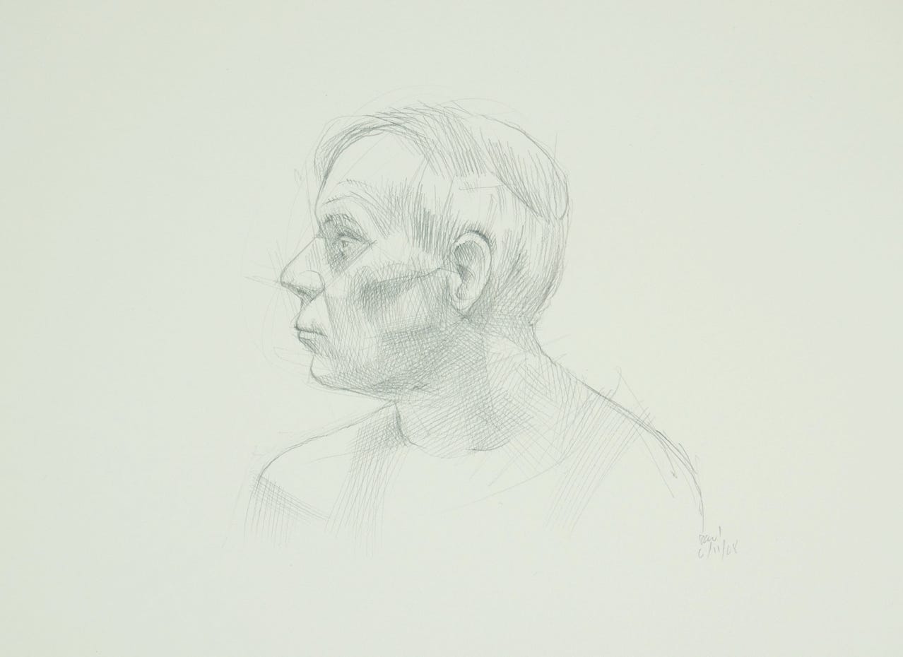 Profile of Paul, 2008, silverpoint on prepared paper, 10 x 12 inches