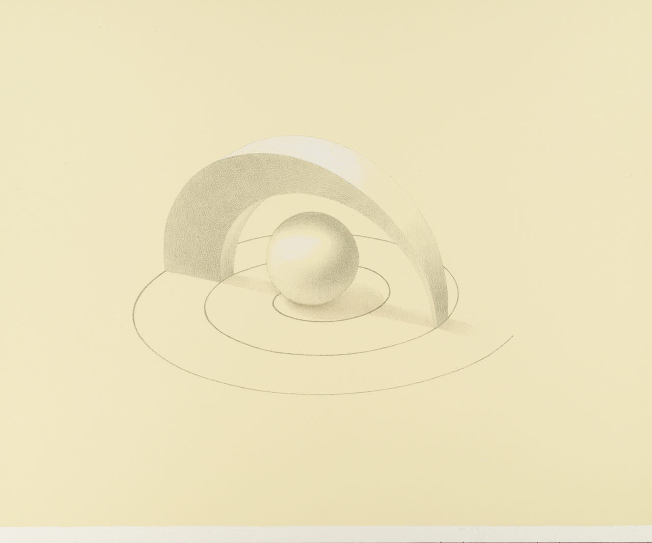 Invention No. 22, 2023, silverpoint and palladiumpoint with white gouache on prepared paper, 10 x 12 1/2 inches