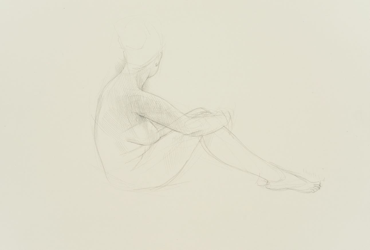 silverpoint, metalpoint, drawing, life drawing, nude figure, Tom Mazzullo